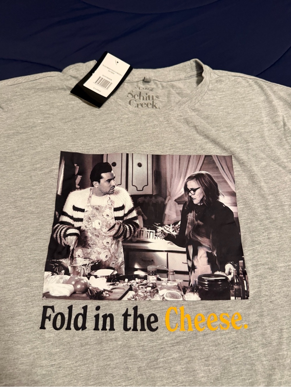 New Schitt's Creek 'Fold in the Cheese' Gray Graphic Tee (unisex)